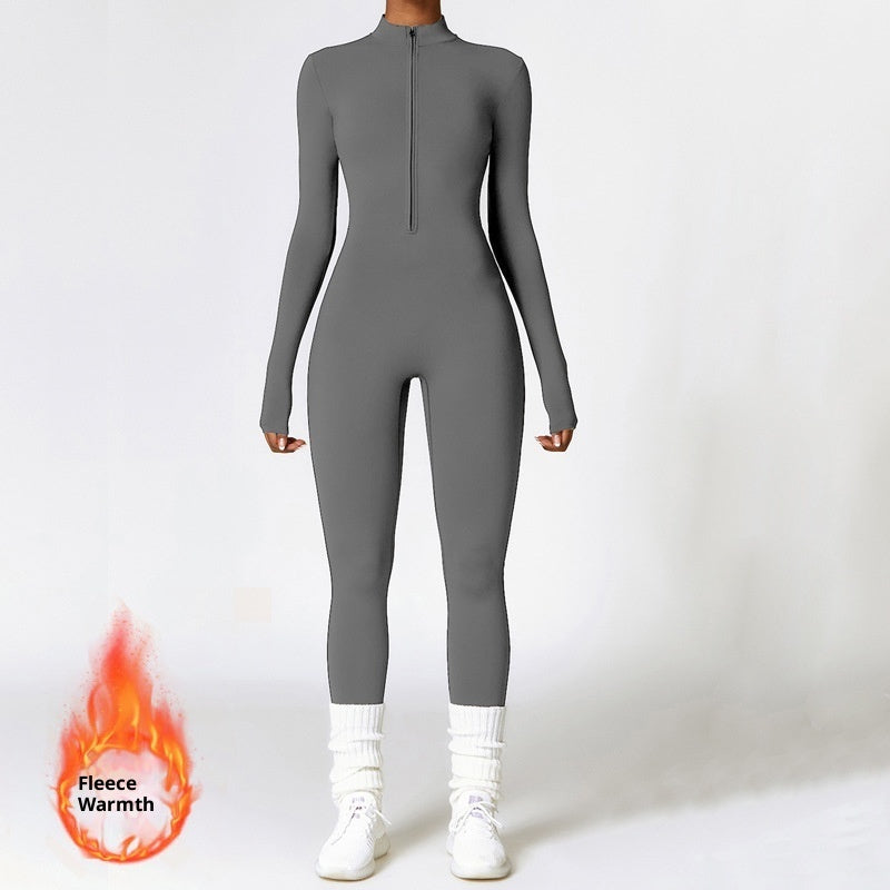 SculptWarm Fleece-Lined Winter Yoga Jumpsuit