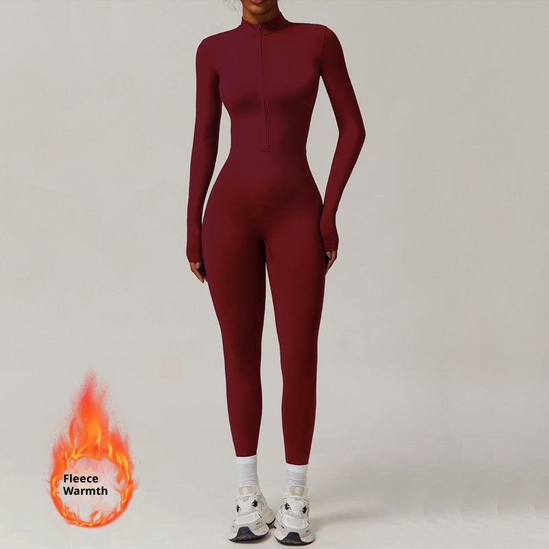 SculptWarm Fleece-Lined Winter Yoga Jumpsuit