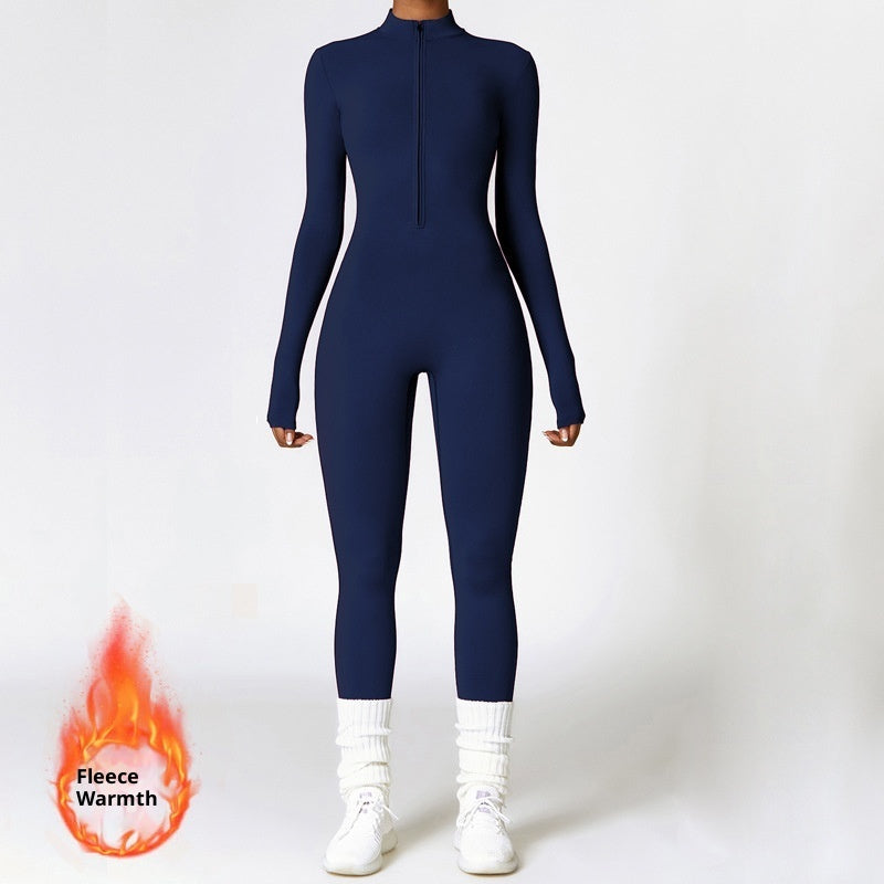 SculptWarm Fleece-Lined Winter Yoga Jumpsuit