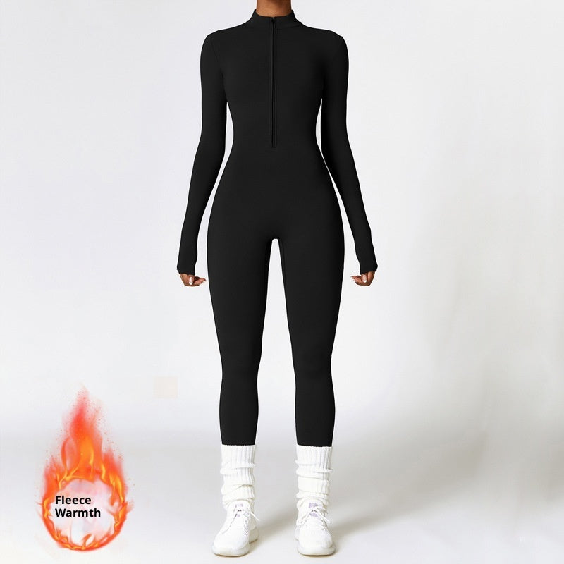 SculptWarm Fleece-Lined Winter Yoga Jumpsuit